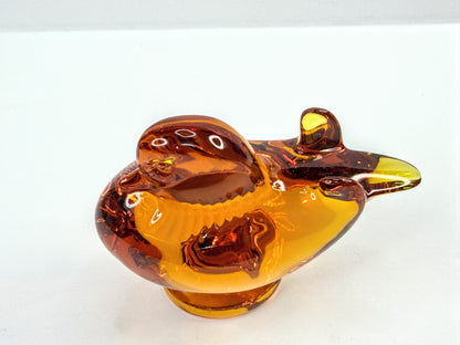 Baccarat Crystal Honey Orange Amber Mandarin Duck A1114