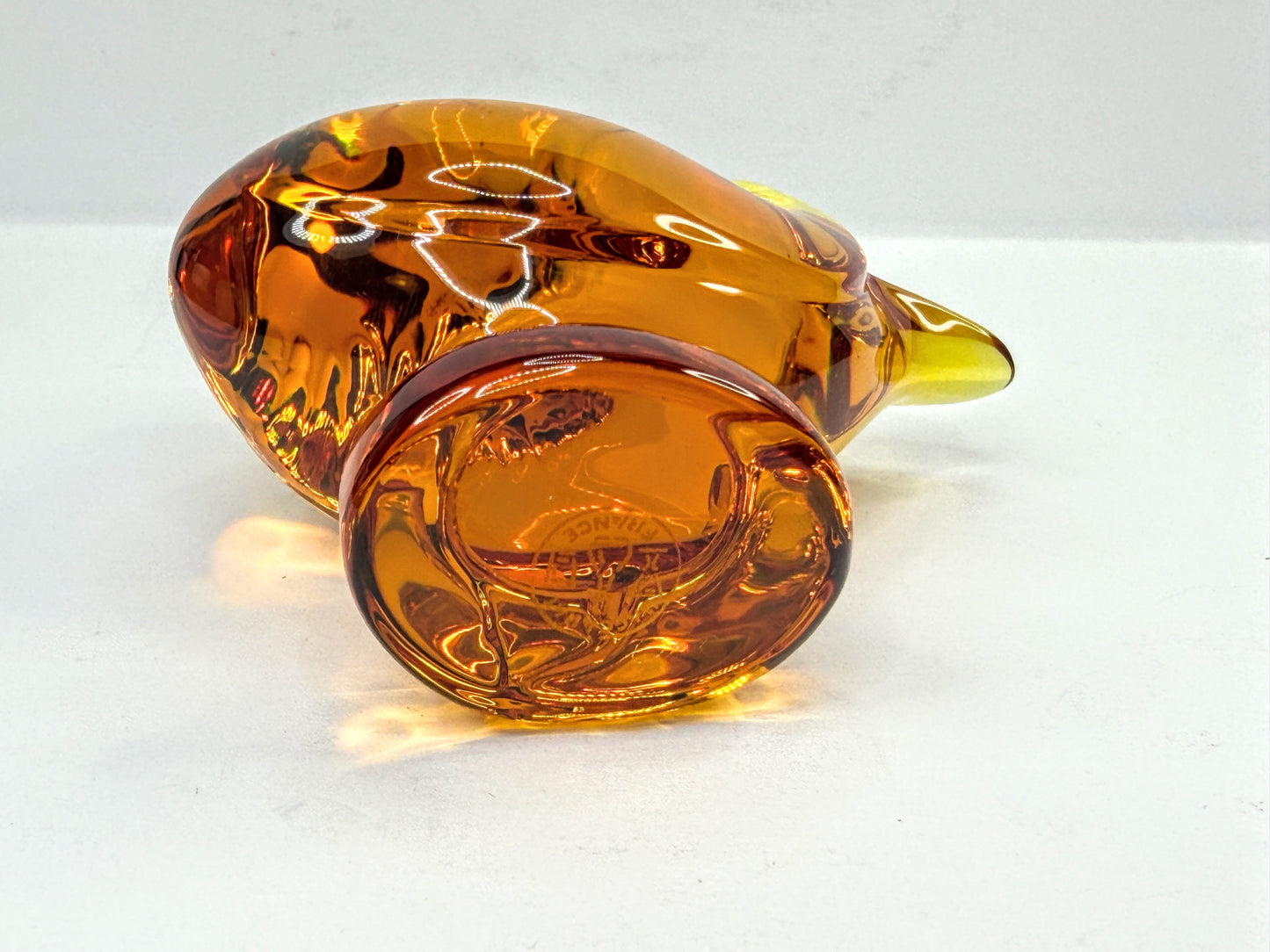 Baccarat Crystal Honey Orange Amber Mandarin Duck A1114