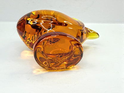 Baccarat Crystal Honey Orange Amber Mandarin Duck A1114