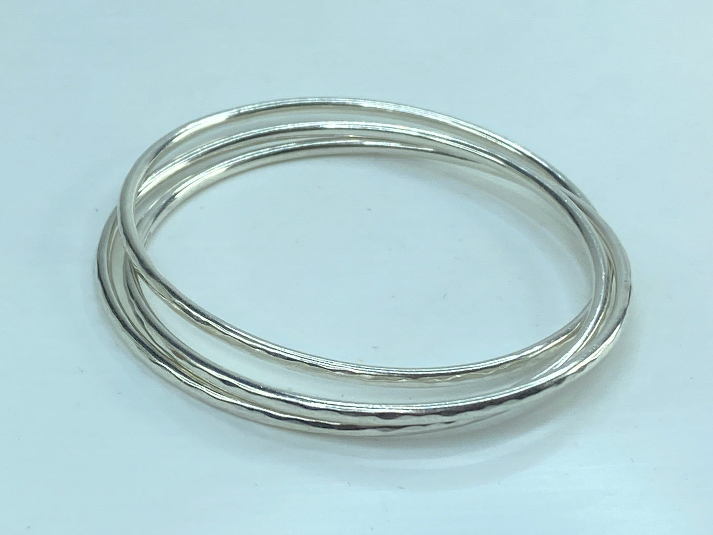 James Avery 925 Sterling Silver Tri-Bangle Three Linked Hammered Bracelets JR587