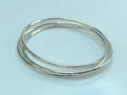 James Avery 925 Sterling Silver Tri-Bangle Three Linked Hammered Bracelets JR587