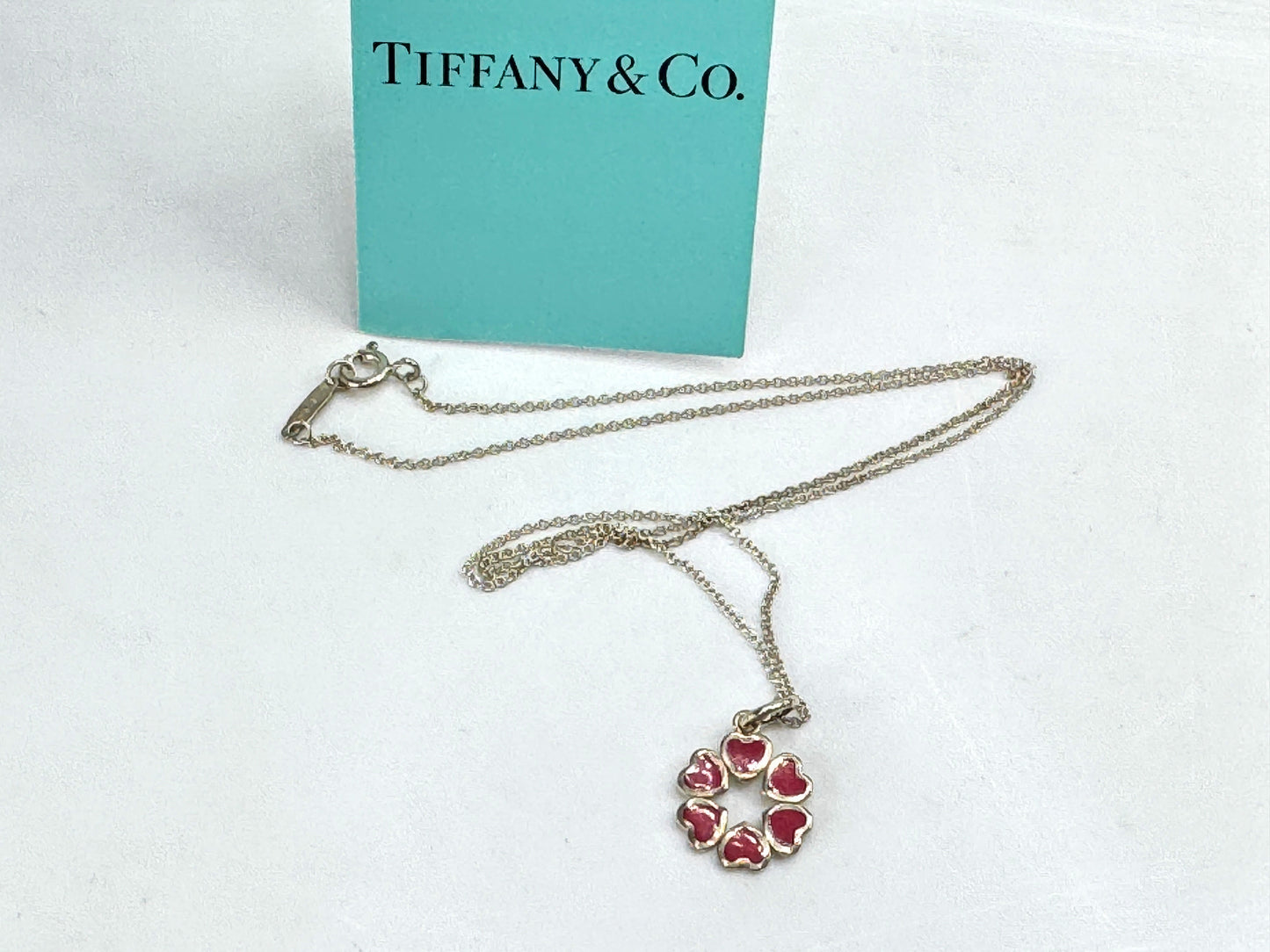 Vintage Tiffany Paloma Picasso red heart circle sterling silver necklace JR1906