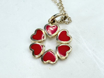 Vintage Tiffany Paloma Picasso red heart circle sterling silver necklace JR1906