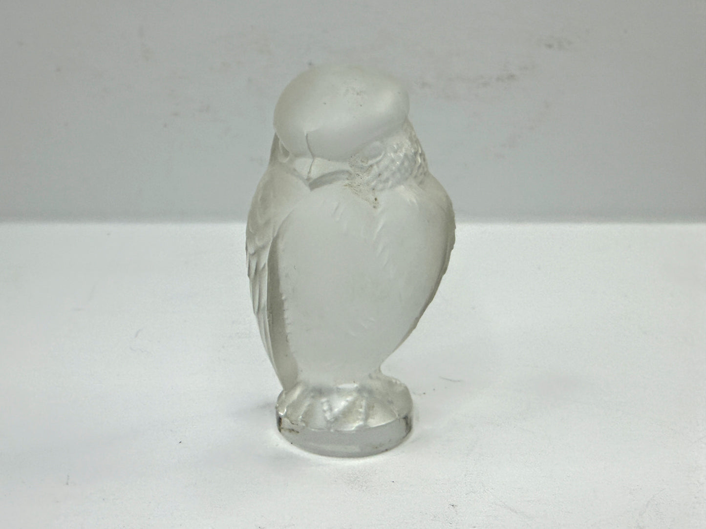 Vintage Lalique France Frosted Crystal Owl Figurine Paperweight A1115