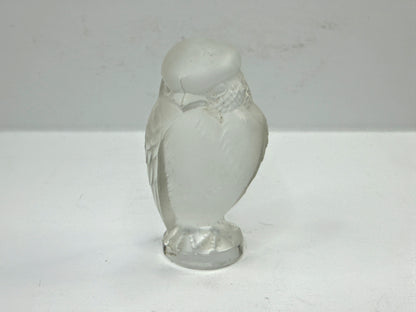 Vintage Lalique France Frosted Crystal Owl Figurine Paperweight A1115