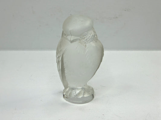 Vintage Lalique France Frosted Crystal Owl Figurine Paperweight A1115