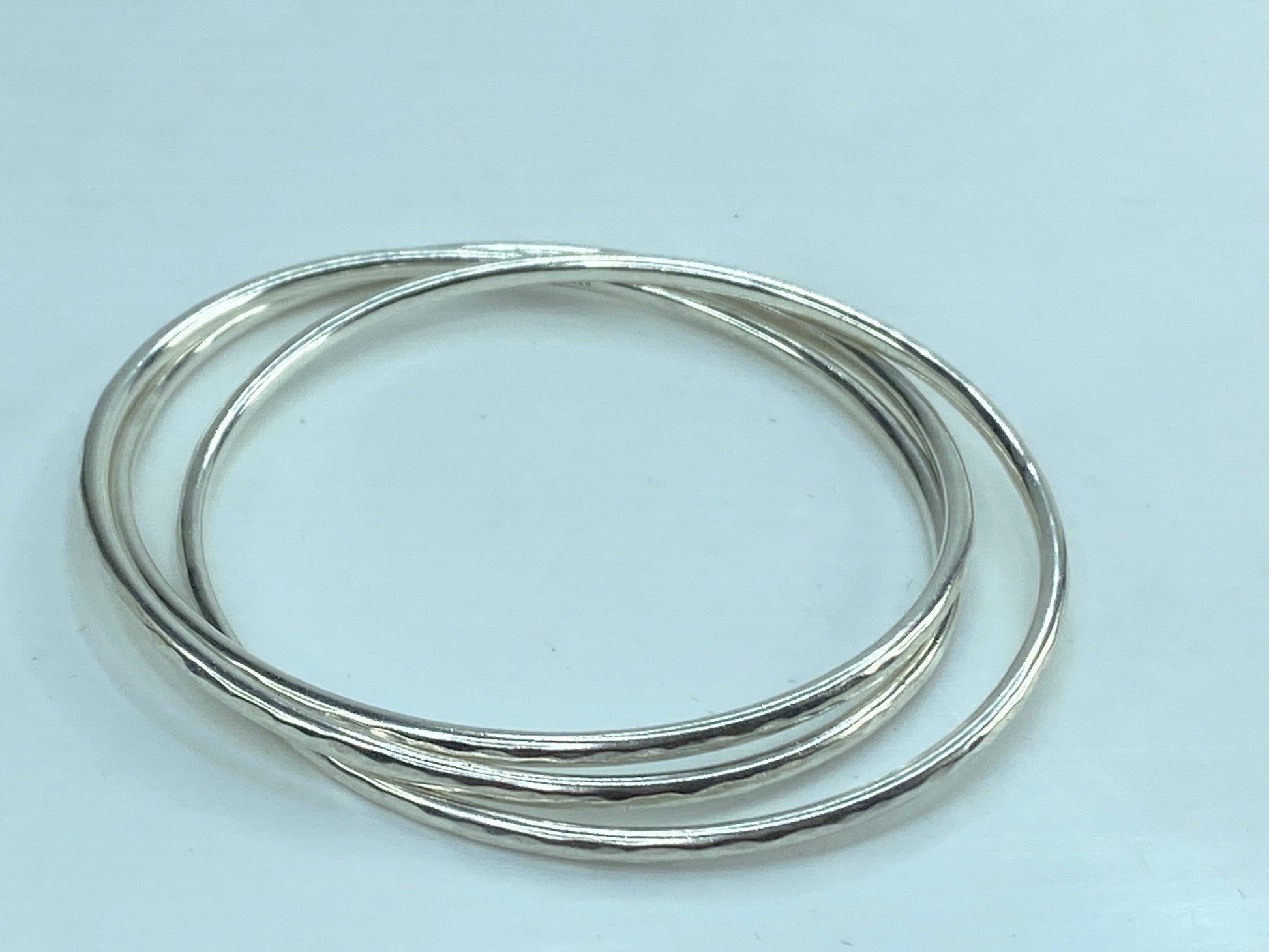 James Avery 925 Sterling Silver Tri-Bangle Three Linked Hammered Bracelets JR587