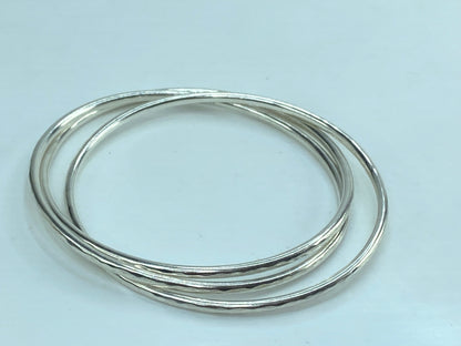 James Avery 925 Sterling Silver Tri-Bangle Three Linked Hammered Bracelets JR587