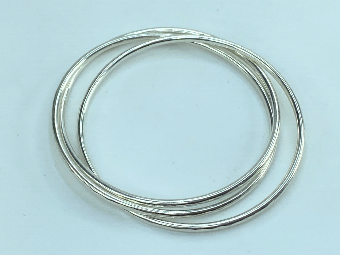 James Avery 925 Sterling Silver Tri-Bangle Three Linked Hammered Bracelets JR587