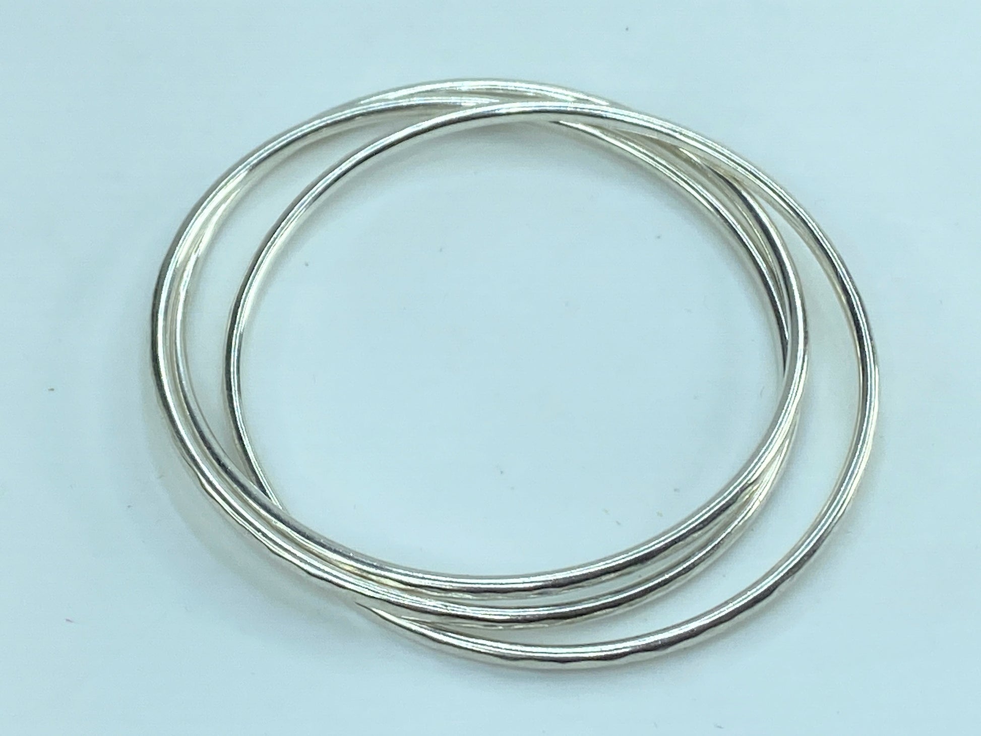 James Avery 925 Sterling Silver Tri-Bangle Three Linked Hammered Bracelets JR587