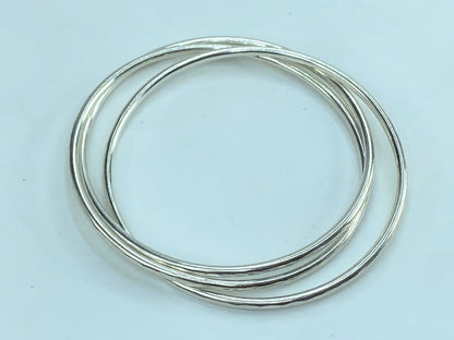 James Avery 925 Sterling Silver Tri-Bangle Three Linked Hammered Bracelets JR587