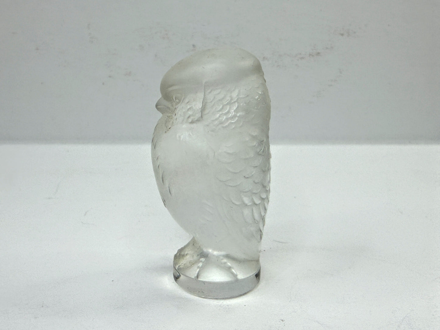 Vintage Lalique France Frosted Crystal Owl Figurine Paperweight A1115