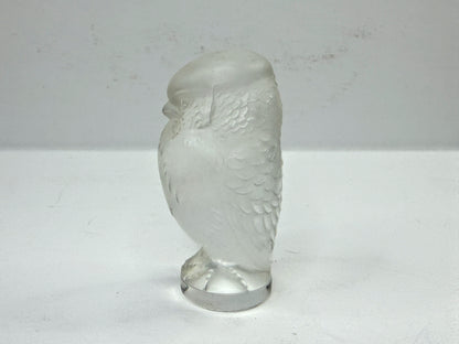 Vintage Lalique France Frosted Crystal Owl Figurine Paperweight A1115