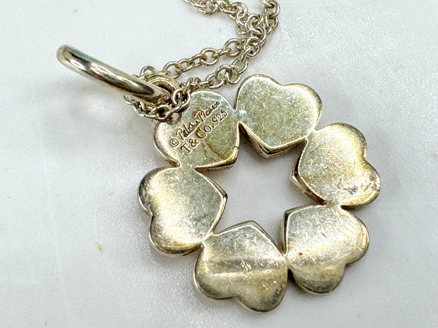 Vintage Tiffany Paloma Picasso red heart circle sterling silver necklace JR1906