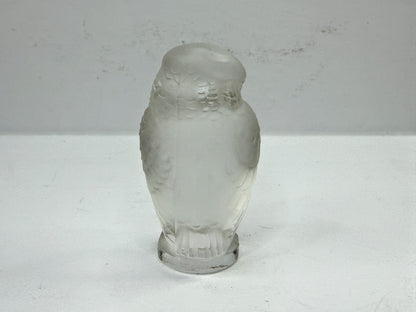 Vintage Lalique France Frosted Crystal Owl Figurine Paperweight A1115