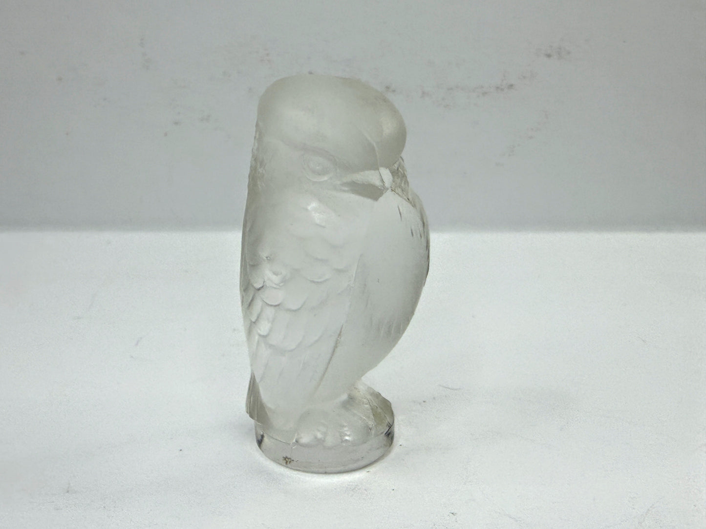 Vintage Lalique France Frosted Crystal Owl Figurine Paperweight A1115
