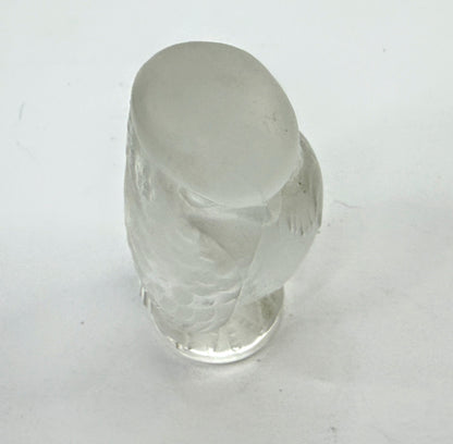 Vintage Lalique France Frosted Crystal Owl Figurine Paperweight A1115