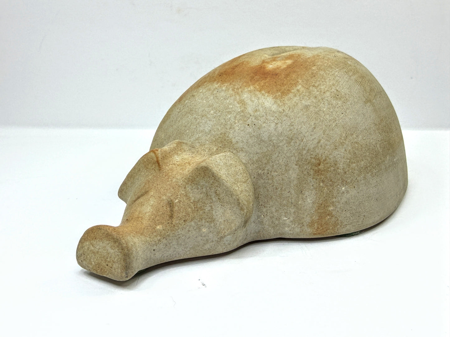 Vintage Studio Pottery Sleeping Pig Piggy Bank Stoneware Coin Bank A1117