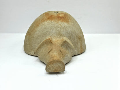 Vintage Studio Pottery Sleeping Pig Piggy Bank Stoneware Coin Bank A1117
