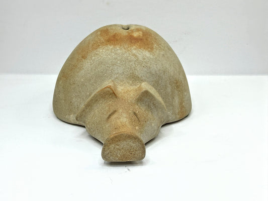 Vintage Studio Pottery Sleeping Pig Piggy Bank Stoneware Coin Bank A1117