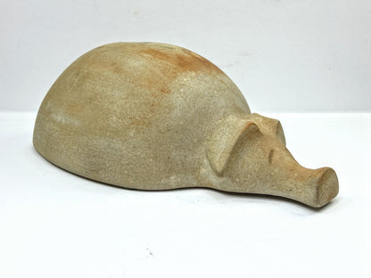 Vintage Studio Pottery Sleeping Pig Piggy Bank Stoneware Coin Bank A1117