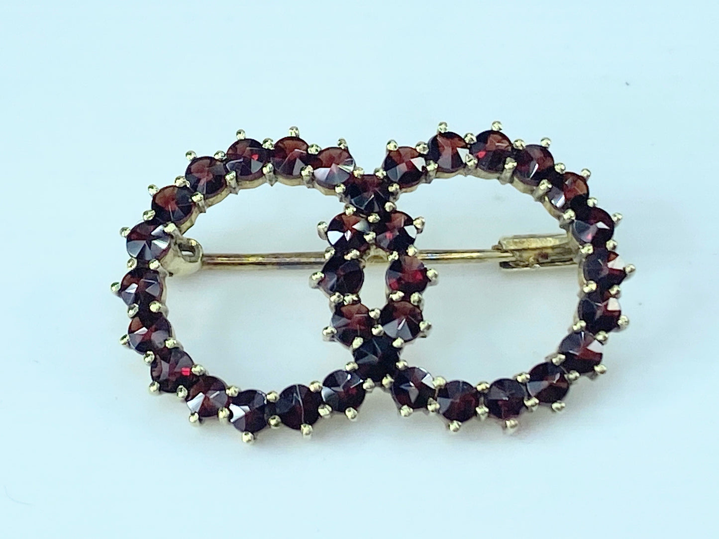 Art Deco 14K Garnet Double circle pin 4.2g JR8860