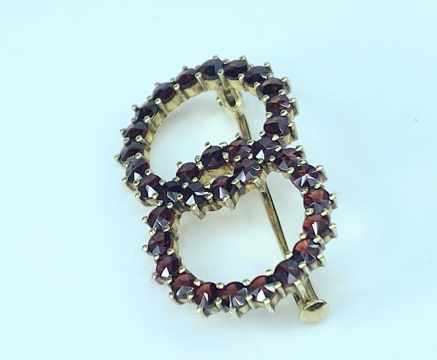 Art Deco 14K Garnet Double circle pin 4.2g JR8860