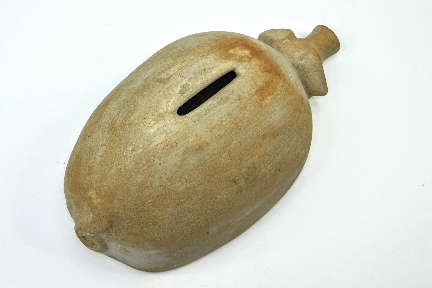 Vintage Studio Pottery Sleeping Pig Piggy Bank Stoneware Coin Bank A1117