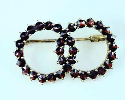 Art Deco 14K Garnet Double circle pin 4.2g JR8860