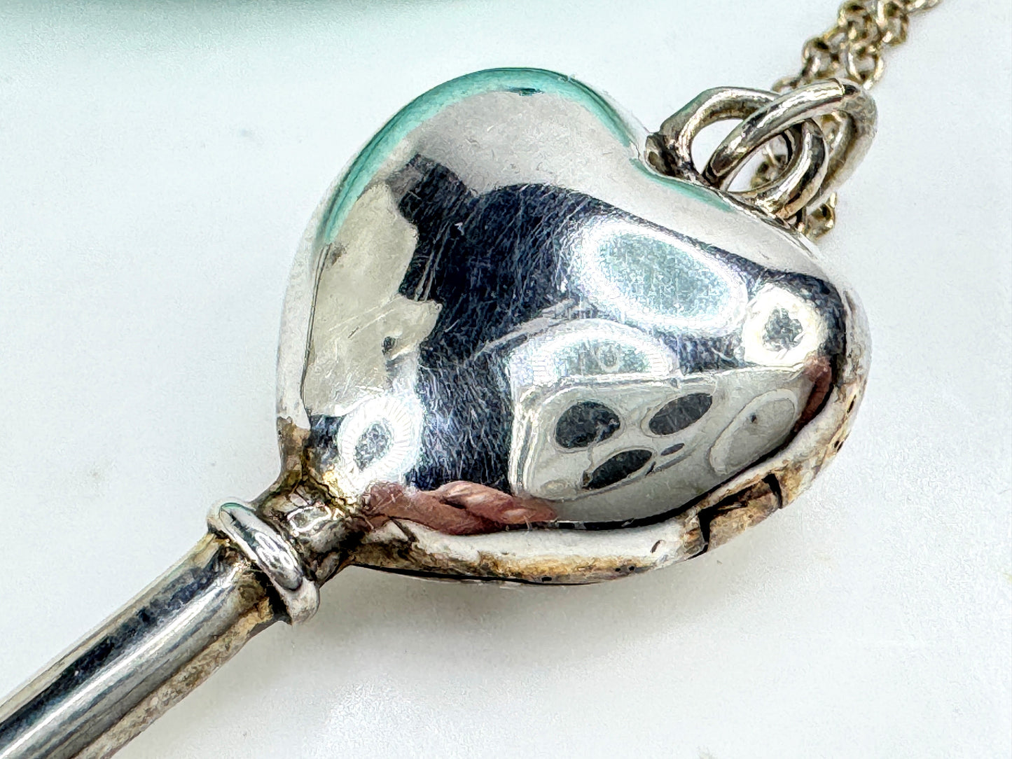 Vintage Tiffany & Co. Heart Key sterling silver extra large pendant necklace JR1908