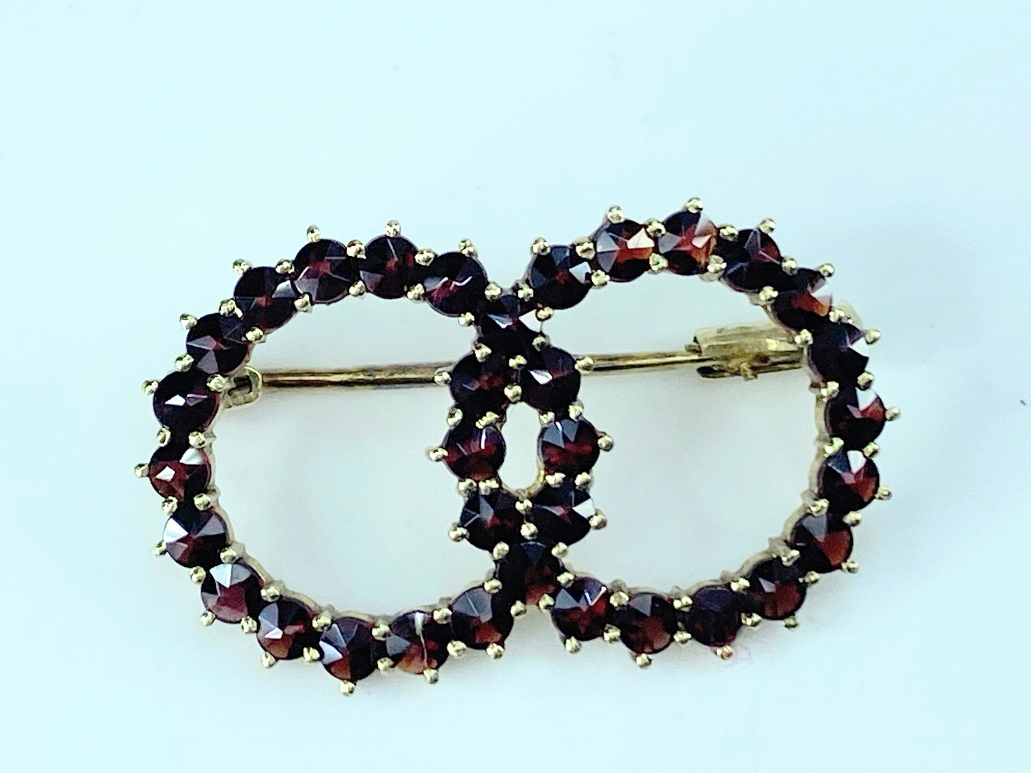 Art Deco 14K Garnet Double circle pin 4.2g JR8860