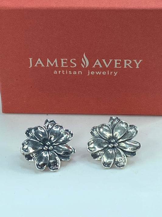 James Avery Retired Flower Earrings Post Omega Backs Classic Subtle Look JR589