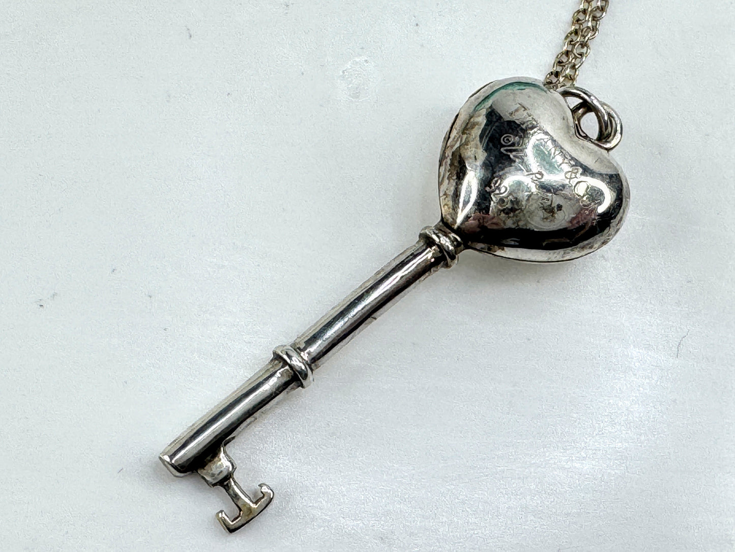 Vintage Tiffany & Co. Heart Key sterling silver extra large pendant necklace JR1908