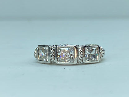 Judith Ripka 925 Silver 0.89tcw Cubic Zirconia Ring 7.2g s6.5 GS263