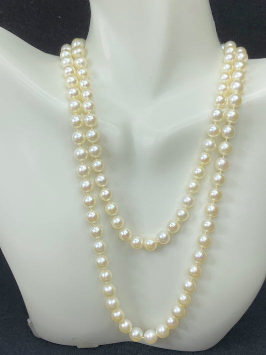 Opera Length 6.3mm Cultured Pearl high luster necklace 27" 36.8gm JR7970