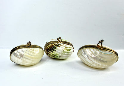 Vintage Handmade Shell and Mother of Pearl Jewelry Ring Boxes A1111