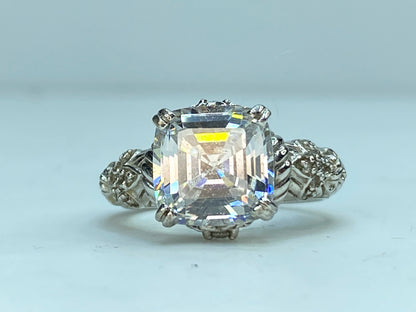 Judith Ripka brilliant cubic zirconia sterling silver ring 7.2g s6.5 GS262