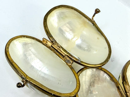 Vintage Handmade Shell and Mother of Pearl Jewelry Ring Boxes A1111