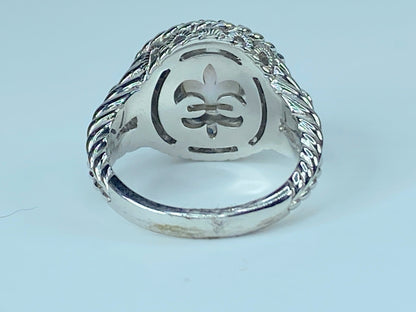 Judith Ripka Sterling Silver Mabe Pearl CZ Cocktail Ring s10 JR8863