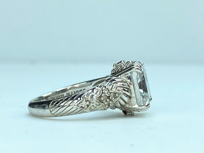 Judith Ripka brilliant cubic zirconia sterling silver ring 7.2g s6.5 GS262