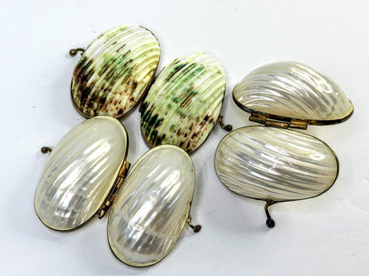 Vintage Handmade Shell and Mother of Pearl Jewelry Ring Boxes A1111