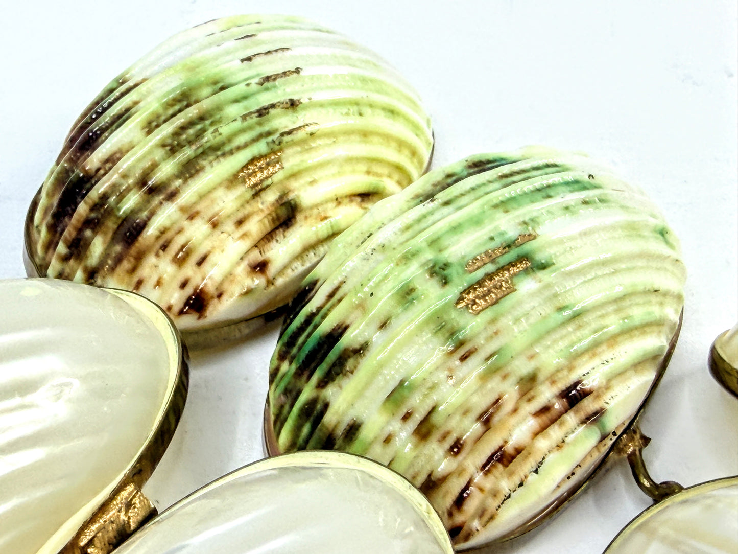 Vintage Handmade Shell and Mother of Pearl Jewelry Ring Boxes A1111