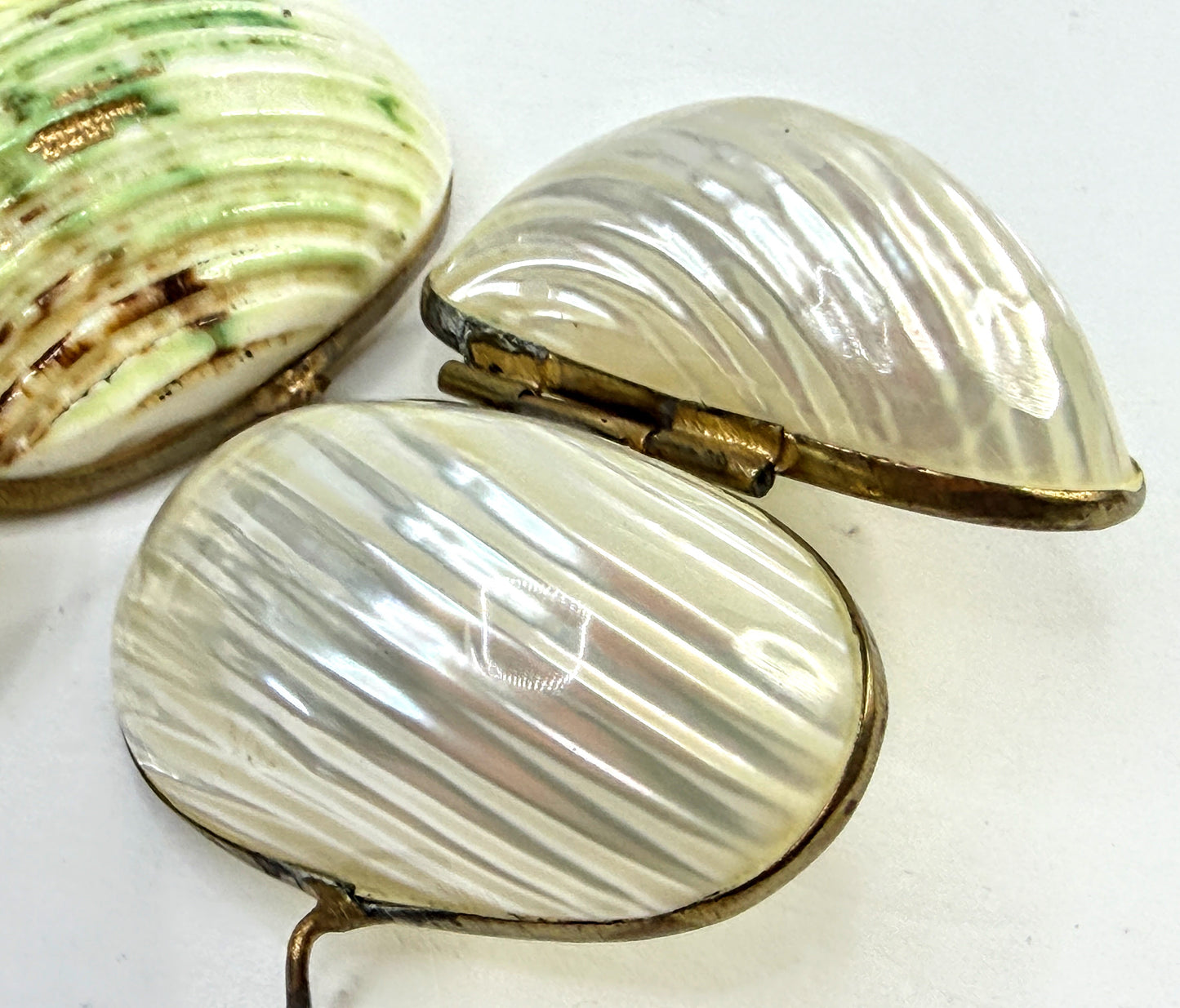 Vintage Handmade Shell and Mother of Pearl Jewelry Ring Boxes A1111