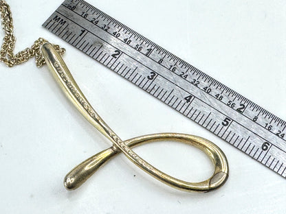 Vintage Tiffany & Co Elsa Peretti large sterling 2.0" initial J necklace JR1912