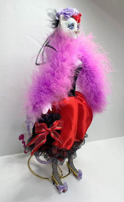 Katherine’s Collection Glam Kitty Cat Doll NIB Feather Boa Figurine Boxed XN63