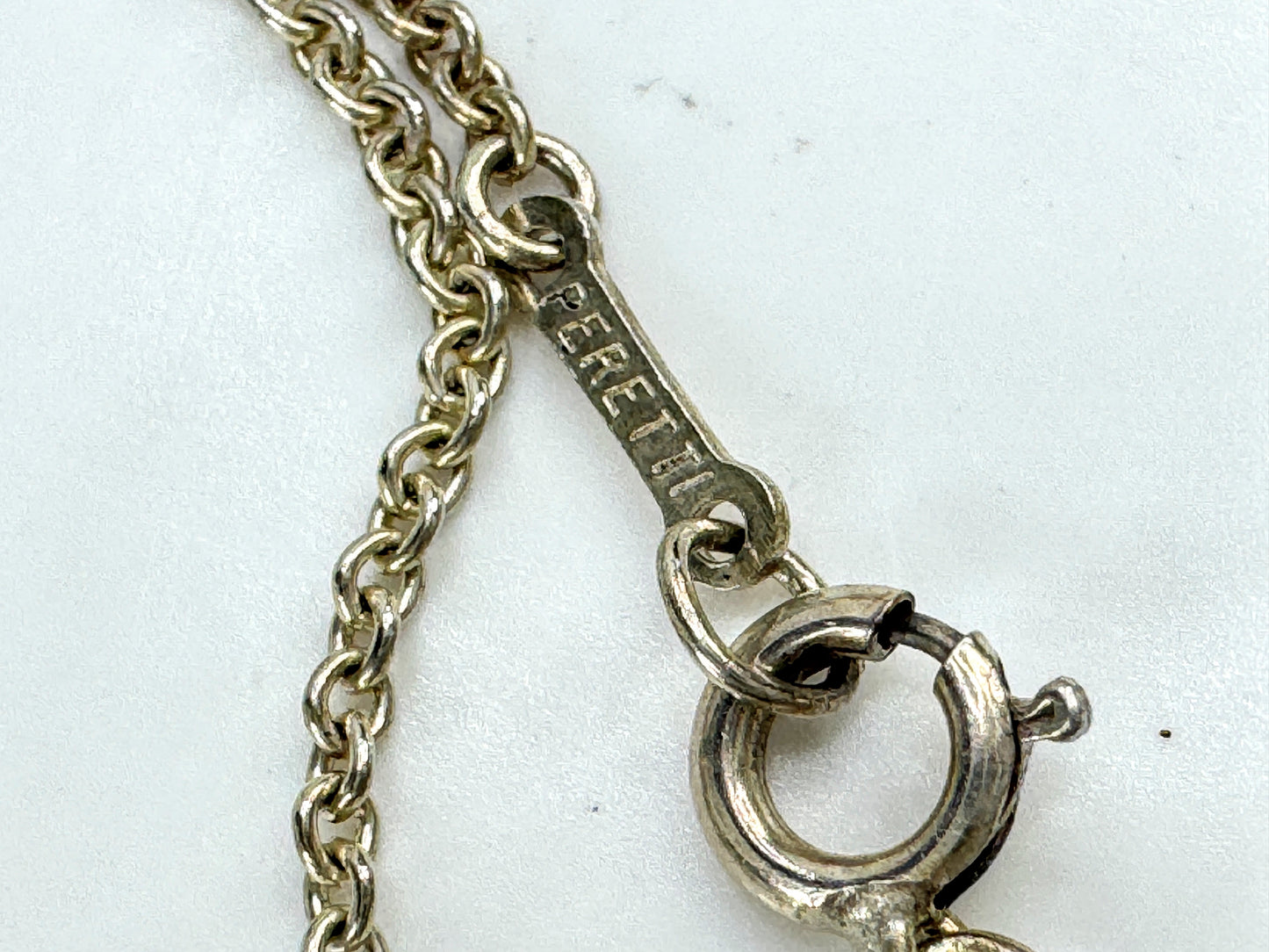 Vintage Tiffany & Co Elsa Peretti large sterling 2.0" initial J necklace JR1912