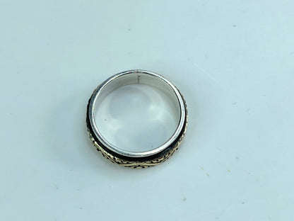 Signed 14K yellow gold Spinner Sterling Silver Fine ring 4.7g s7.25 JR572