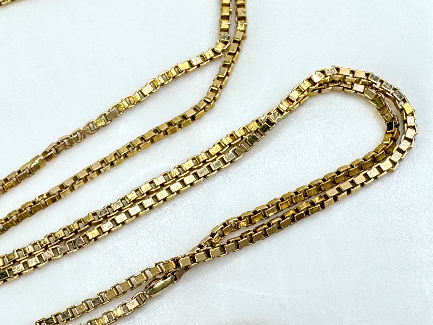 Vintage 14K yellow gold 24-inch box chain necklace 0.92mm classic link JR1913