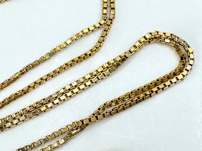 Vintage 14K yellow gold 24-inch box chain necklace 0.92mm classic link JR1913