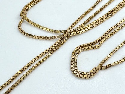 Vintage 14K yellow gold 24-inch box chain necklace 0.92mm classic link JR1913